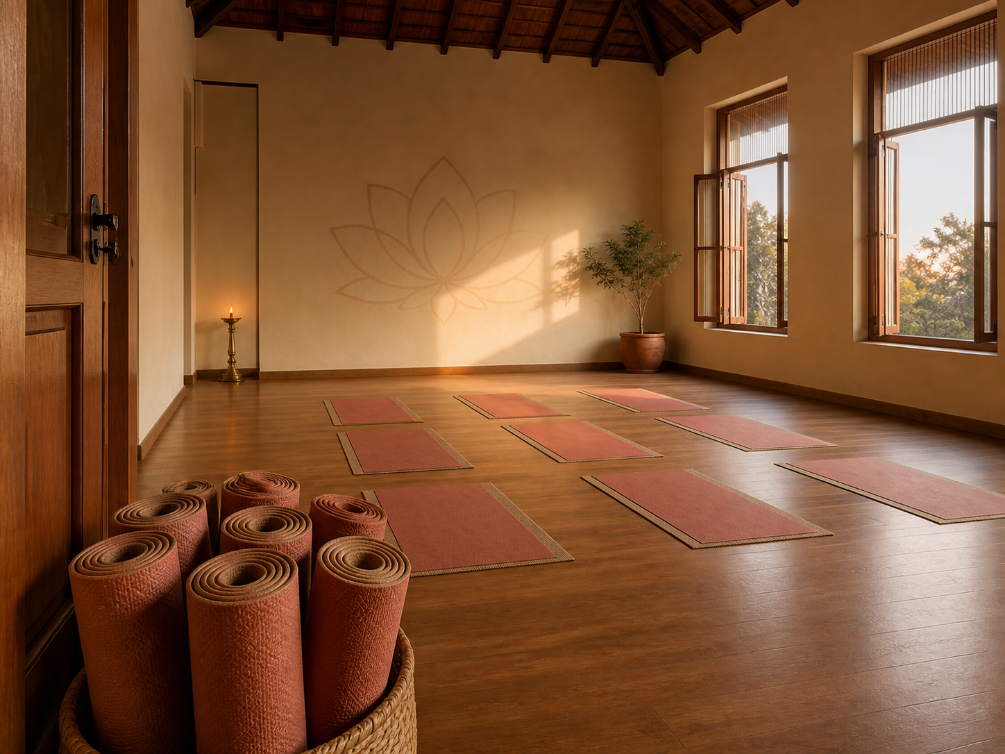 Yoga mats at the door